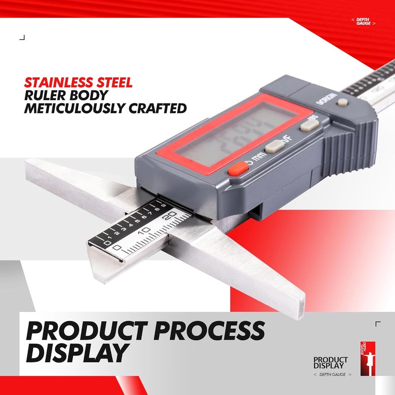 UNIPEC Absolute Digital Depth Caliper 0-150mm / 0-6", ±0.02mm Accuracy, 0.01mm/0.0005" Resolution, Electronic Depth Gauge with Locking Dial, Precision Measuring Tool for Machining & Inspection - Image 2